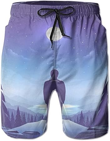 Men's The Night Sky On The Mountain Fashion Swim Trunks Shorts Casual Swim Short Printing Board Swim