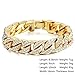 Davieslee Mens Womens Chain Hiphop Iced Out Curb Cuban Gold Plated Bracelet w/ Clear Rhinestones 9inch 23cm
