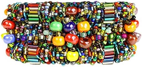 Enchanted Imports Bugle Delight Beaded Bracelet with Double Magnetic Clasp, Handmade in Guatemala (Button Multi Colored)