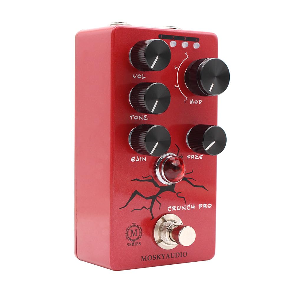 Btuty Guitar Distortion Pedal Electric Guitar Effects Pedal Vol/Tone/Gain/Pres Control True Bypass Metal Shell DC 9V 6.35mm Input/Output Interface Front Stage Effector (Distortion Pedal 4 Types)