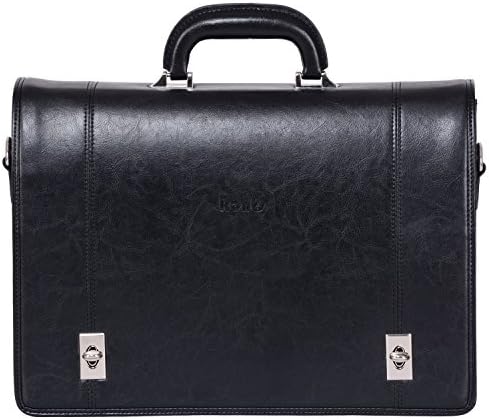 Ronts Men's PU Leather Twist Lock Briefcase Messenger Bag Laptop Bag