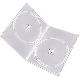 Maxtek 7mm Slim Clear Double CD/DVD Case, 50 Pieces Pack. (2 Discs Capacity per Case)