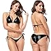 Women's Metallic Brazilian Adjustable Tie Side Bottom Triangle Bikini Swimsuit Push up 2PC Bikini Set Bathing Suit