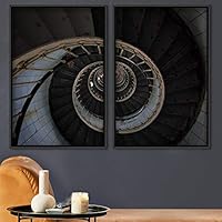 2 Piece Framed Canvas Wall Art Stairs Architecture Canvas Prints Home Artwork Decoration for Living Room,Bedroom - 16