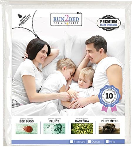 Luxury Turkish Cotton Pillow Protector %100 Waterproof, Hypoallergenic, Bed Bug &amp; Dust Mite Proof, Secured Zippered Terry Cover Encasement - Standard size 10 Year Warranty by RUN2BED