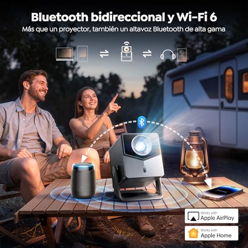 Projector 4K【Integrated Netflix/Live TV/Dolby Audio】VIDAA, the fastest OS, 1400 ANSI, FHD 1080P, Auto Focus and Keystone, Voice Control, BT 5.4, Homekit, 200° Rotation, Outdoor Projector