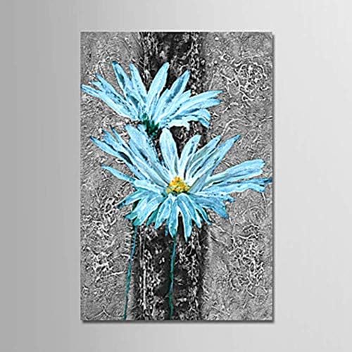 油絵手描き 抽象植物青い花 家の装飾 リビングルームの寝室の背景壁
