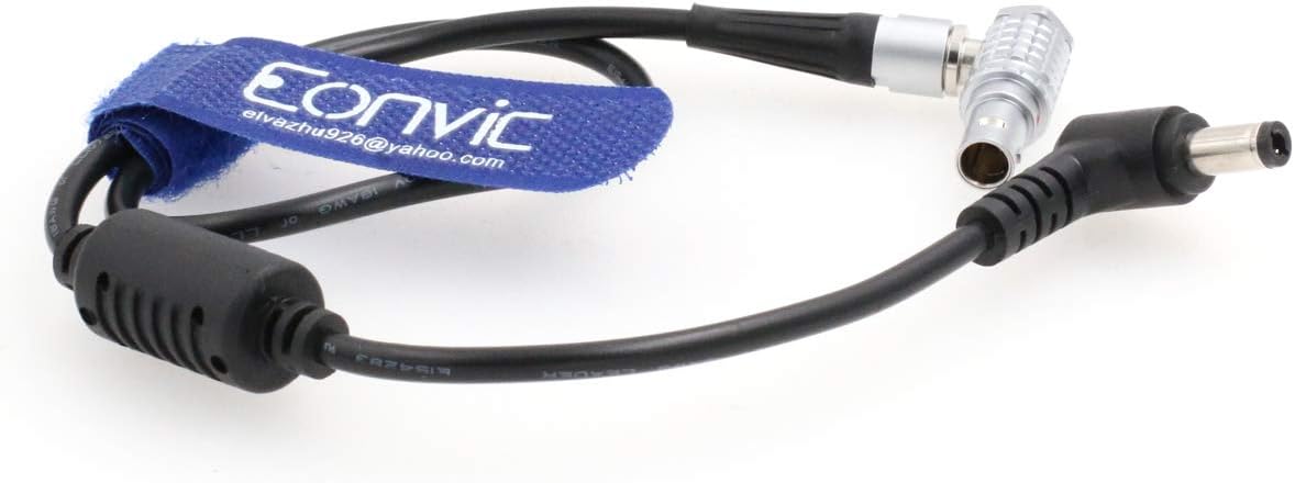 Eonvic Right Angle 2 Pin Male to 2.5mm DC Power Cable for Teradek Bolt SmallHD 703 Monitor Z CAM E2 F6 S6 Camera 18"