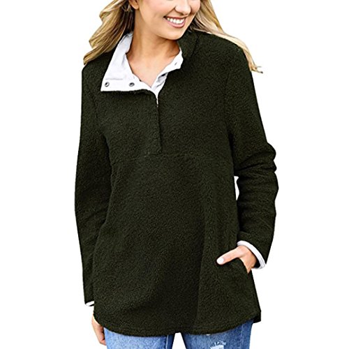 Click Here to See More Images Women Coat New Hot Sale Fashion Christmas Womens Sweater Coat Winter Warm 1/4 Button Outfits Pullover Outwear by Neartime (Army Green, M)