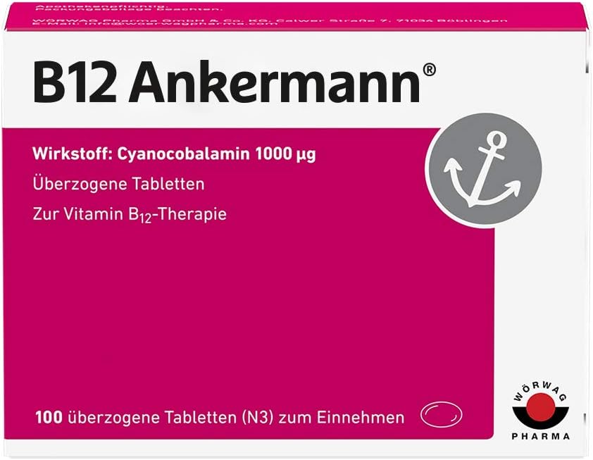 B12 Ankermann Vitamin B12: Bei Müdigkeit und Erschöpfung, Vitamin B12 Tabletten hochdosiert mit 1.000 µg, 100 Stück