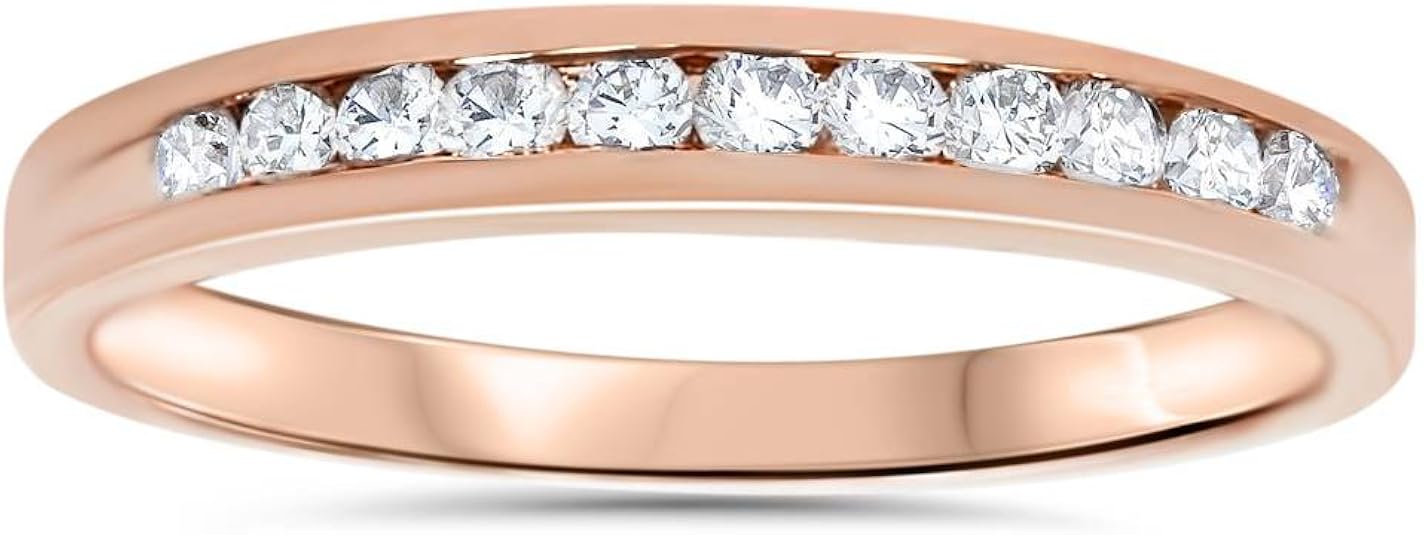 1/4ct Channel Set Diamond Wedding Ring 14K Rose Gold Amazon.co.uk