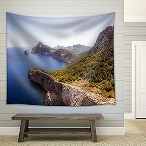 Mountains Along The Sea Coast - Fabric Wall Tapestry Home Decor - 51x60 inches