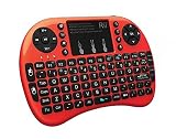 Rii 2.4GHz Mini Wireless Keyboard with Touchpad＆QWERTY Keyboard,LED Backlit,Portable Keyboard Wireless for laptop/PC/Tablets/Windows/Mac/TV/Xbox/PS3/Raspberry Pi .(i8+ Red)