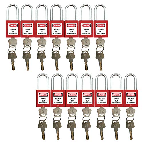 Lockout Tagout Station, Includes 14 Key Different Padlocks with Numbers