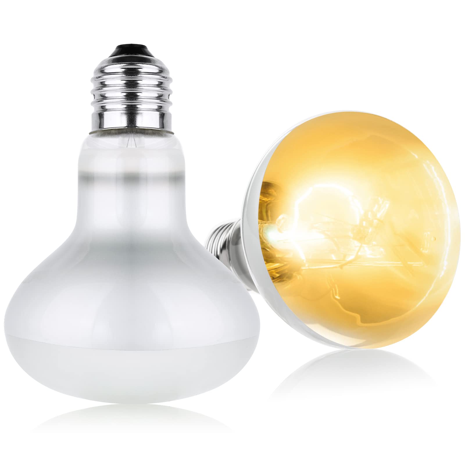 vsshe Basking Spot Lamp, 2 Pack 100W Reptile Heat Bulb, Tortoise Heat Lamp, Natural Light Basking Bulb Light Heat Lamp for Reptiles, Amphibian, Chicks, Puppies Heating Use (White)