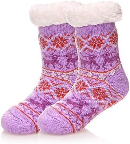 Kids Boy Girl Soft Thick Warm Slipper Socks Winter Fleece Fuzzy Non-Skid Children Home Socks
