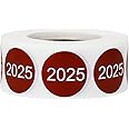 InStockLabels 2025 Year Stickers (Cranberry) - 0.75", 500 Round Stickers Per Roll – Round Labels for File Folders, Sticker Labels for End of Year Organization, Circle Stickers for Office & Home Use