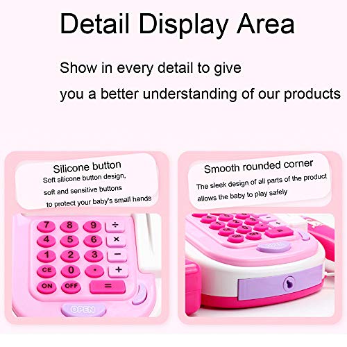 Fullfun Kids Supermarket Cash Register Toy with Basket Pretend Play Role-Playing Games Play Money Educational Girls Toys for Children