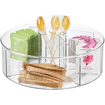 mDesign Deep Lazy Susan Turntable Storage Food Bin Container with Cup- Divided Spinning Organizer - 5 Sections - for Kitchen Cabinets, Pantry, Refrigerator, Countertops, 11.5