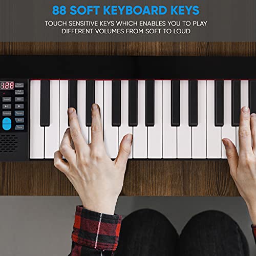 Pyle Electric Keyboard Piano 88 Keys Portable Foldable Digital Piano