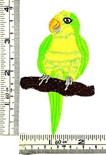 Green Headed Amazon Parrot Bird kids cartoon Patch Embroidered Iron on Hat Jacket Hoodie Backpack Ideal for Gift