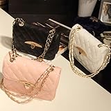 KERAL Korean Peach Heart Embroidered Handbag Diamond Lozenge Chain Shoulder Bag