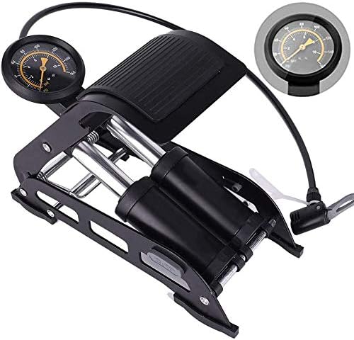 Lyrovo Double Cylinder Portable Foot Pump Air Tyre Inflator with Pressure Gauge for Car Tyres, Bicycle Tyres, Bike Tyres, Motorcycle Tyres, Balls, Air Mattress Inflators (6 Month Warranty)