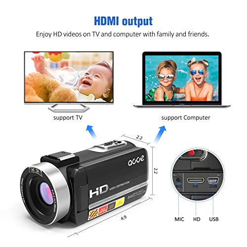 image for Digital Camera Camcorders AOOE HD Recorder 1080P 24 MP 16X Video Camco