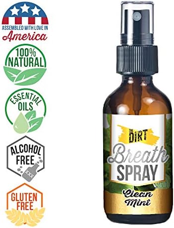 The Dirt Breath Spray, All Natural, Alcohol Free and Sugar Free, Glass Bottle, Essential Oils for Flavor, Clean Mint, 1oz