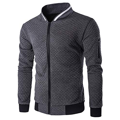Fashion Casual Solid Mens's Cardigan Zipper Sweatshirt Jacket Coat OutwearLong Sleeve - Thumbnail 2
