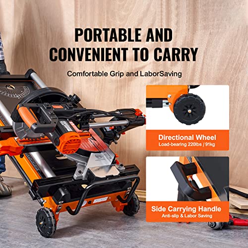 VEVOR Miter Saw Stand, 42in Collapsible Rolling Miter Saw Stand with