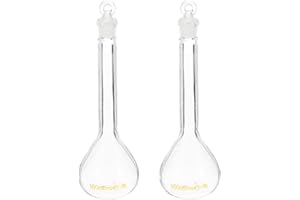 PATIKIL 100ml Volumetric Flask, 2Pcs 3.3 Borosilicate Glass Graduated Volumetric Measuring Flask with Glass Stopper Tolerance
