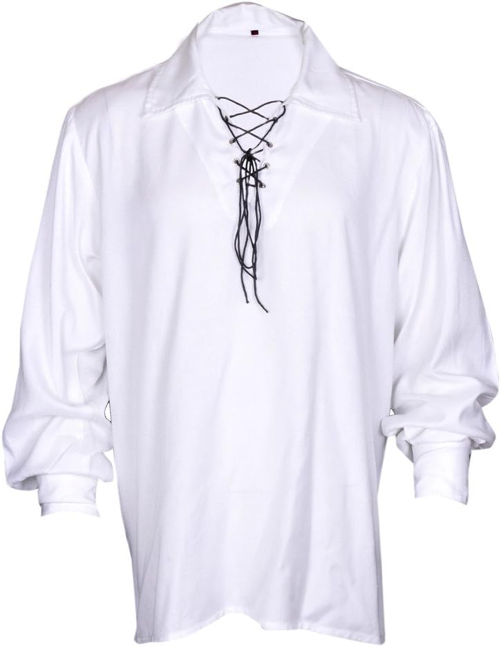 Casual Summer Renaissance Pirate Shirt Medieval Hippie Men Costume White Color MyGothicShop