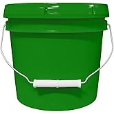 MKS Plastics 1-Gallon Bucket with Airtight Lid – Made in USA, Food Grade BPA Free Plastic, Heavy Duty Multi-Use, Metal Handle with Grip, Stackable Storage – Green, 1 Pack
