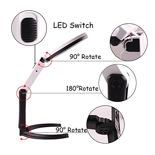 image for ZOHUMI Magnifying Glass with Light,Dual Resin Lens 2X 5X,Adjustable Ha