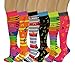 6 Pairs Women's Fancy Design Multi Colorful Patterned Knee High Socks,Music,Size 9-11 ( Fit women shoe size 4 to 10 )
