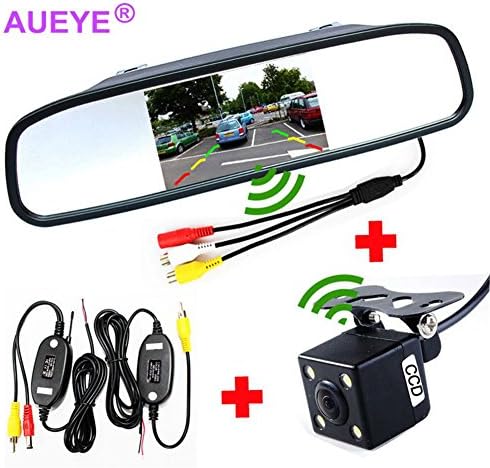 Aueye® Night Vision 2.4Ghz Wireless Car Parking Assistance Rear View Camera Monitor System Mini LED Waterproof wide view angle HD 3 in 1 Camera Kit Transmitter Receiver for Acura,Aston Martin,Bentley