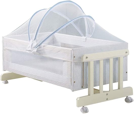 Het Kan Verplaatsen Babybedje Massief Hout Pasgeboren Wieg Bed Slaapkamer Slaperige Baby Muggen Net Shaker 93 51 41cm B Amazon Nl
