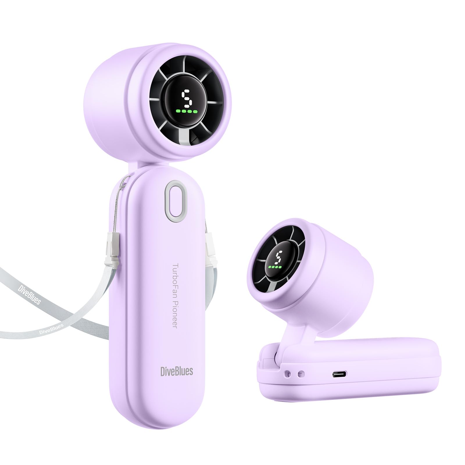 Photo 1 of iTurbo Handheld Turbo Fan, Mini Foldable Portable Hand Fans, Rechargeable Battery, 5 Gear High Speeds Led Display,Powerful Airflow, 12Hrs Cooling Small Fan Travel Essentials Beach, Outdoor, Work
