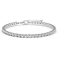 Shop LC Stainless Steel Tennis Bracelet - Adjustable Cubic Zirconia Bracelet for Women - Dainty CZ Crystal Bridal Bracelets - 7" Length with a 2" Extender Costume Jewelry for Women Birthday Gifts for