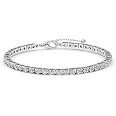 Stainless Steel Tennis Bracelet - Adjustable Cubic Zirconia Bracelet for Women - Dainty CZ Crystal Bridal Bracelets - 7" Length with a 2" Extender Costume Jewelry for Women Christmas Gifts