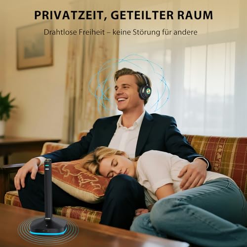 Wireless Headphones for TV, TV Headphones Wireless for Seniors with Transmitter Charging Station Plug and Play, Bluetooth Headphones with Optical/AUX/RCA & No Audio Delay, Gift for Seniors / Parents