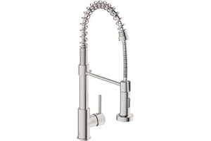 CASAVILLA Kitchen Faucet, Commercial Kitchen Sink Faucets with Pull Down Sprayer, Stainless Steel Faucets for Kitchen Sinks, Dual Function Spray Head, Single Handle Spring Kitchen Faucets -Brushed Nickel