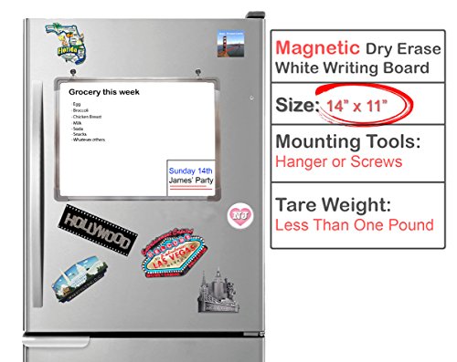 Small Magnetic White Board Refrigerator Writing Board Dry Erase with Aluminum Frame and Mounting Brackets/Hangers (14x11 - inch) - Thumbnail 6