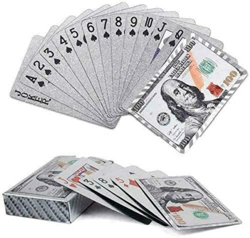 Mr. Gadget solutions® Dollar Silver Playing Cards Silver Plated Game Poker Gift