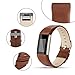 iGK Leather Replacement Bands Compatible for Fitbit Charge 2, Genuine Leather Wristbands Coffee Brown