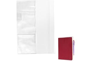 A5 Clear Book Cover, 32x22cm/12.6x8.66in PVC Jelly Book Protector with Pen Holder and Card Pockets Waterproof Sleeve Compatib