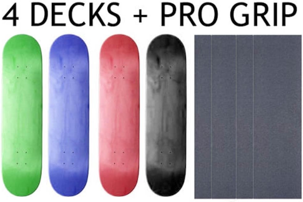 4 Blank Skateboard Decks Deck 7.5 In (7 1/2) Stained With Pro Griptape