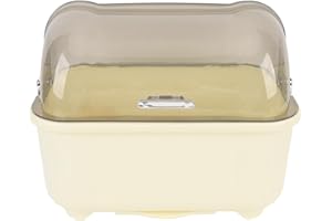 Dish Drying Box Effective Drainage Large Capacity PP Plastic Bowl Dish Dryer Holder with Dust Proof Cover for Kitchen