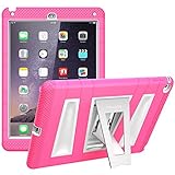 iPad Air 2 Case, i-Blason Apple iPad Air 2 Case ArmorBox [Dual Layer] Convertible [Heavy Duty] Full-Body Protection KickStand Case with Built-in Screen Protector for Kids Friendly 2014 Release (iPad Air 2, Pink/White)
